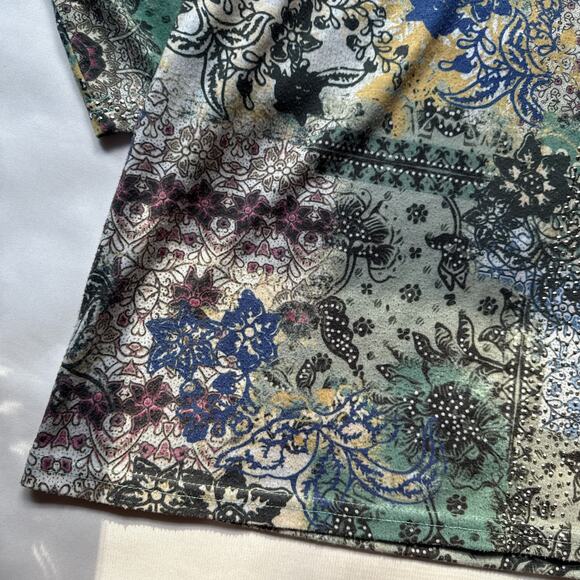 Gloria Vanderbilt Floral Top Womens Large Boho Chic Grunge Fairy Y2K Vibes - Picture 6 of 7